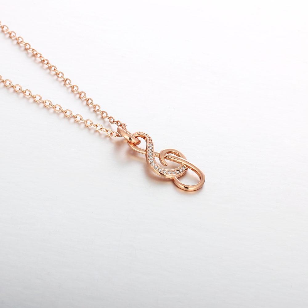Music Note Cubic Zirconia Pendant Necklace, Copper, Rose Gold Color Jewelry for Women-Customized Jewel