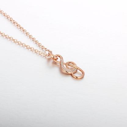 Music Note Cubic Zirconia Pendant Necklace, Copper, Rose Gold Color Jewelry for Women-Customized Jewel