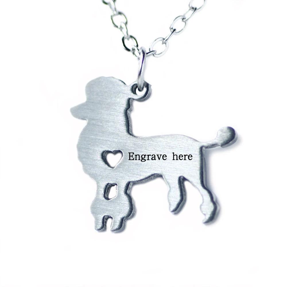 Stainless Steel Pendant Necklace, Poodle Gift for Animal Lovers, Dog Shaped Necklace, Metal Chain for Women-Customized Jewel