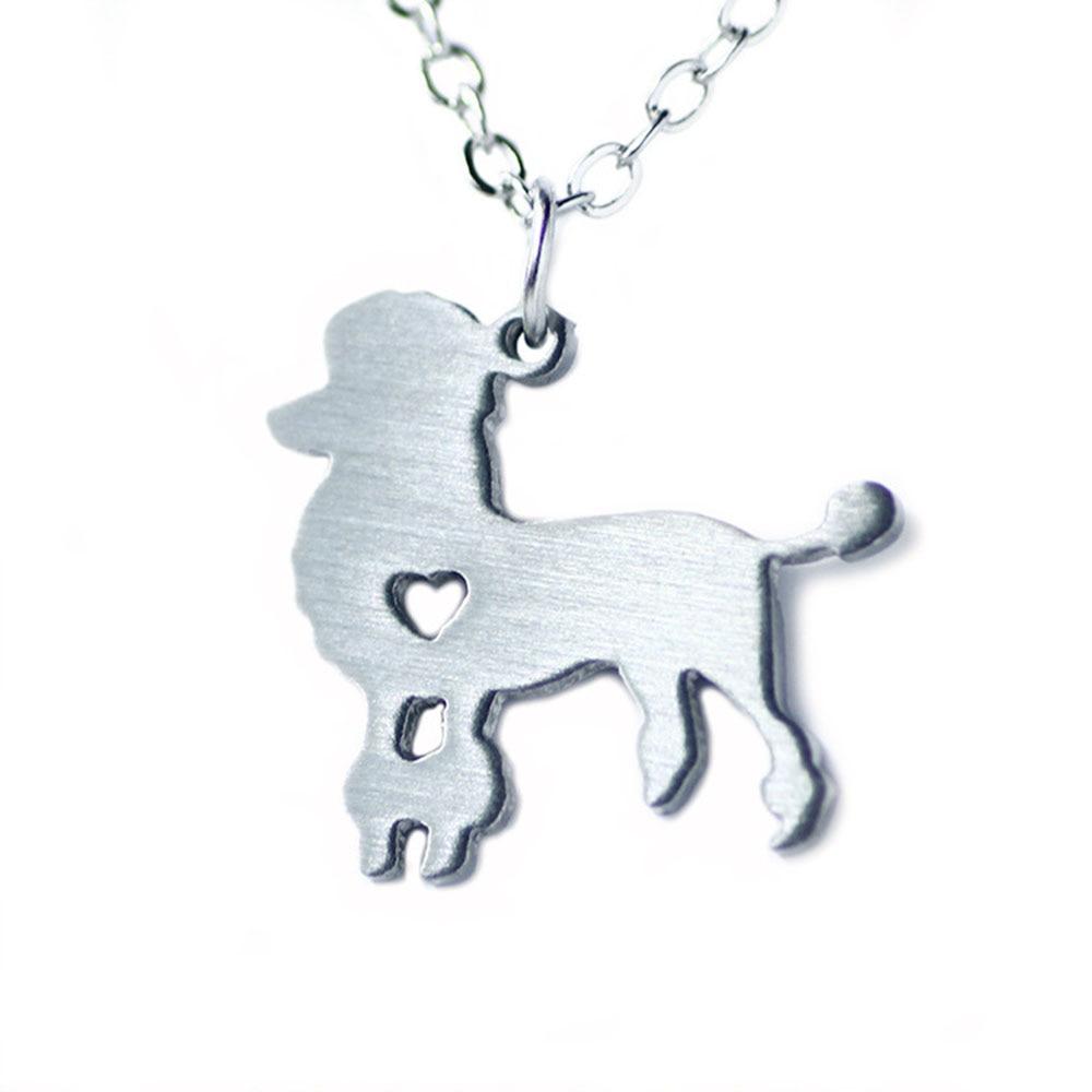 Stainless Steel Pendant Necklace, Poodle Gift for Animal Lovers, Dog Shaped Necklace, Metal Chain for Women-Customized Jewel