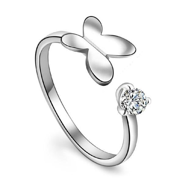 Fashion Lady Rings Adorable Rhodium Plated "Butterfly" adjustable Rings-Customized Jewel