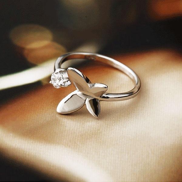 Fashion Lady Rings Adorable Rhodium Plated "Butterfly" adjustable Rings-Customized Jewel
