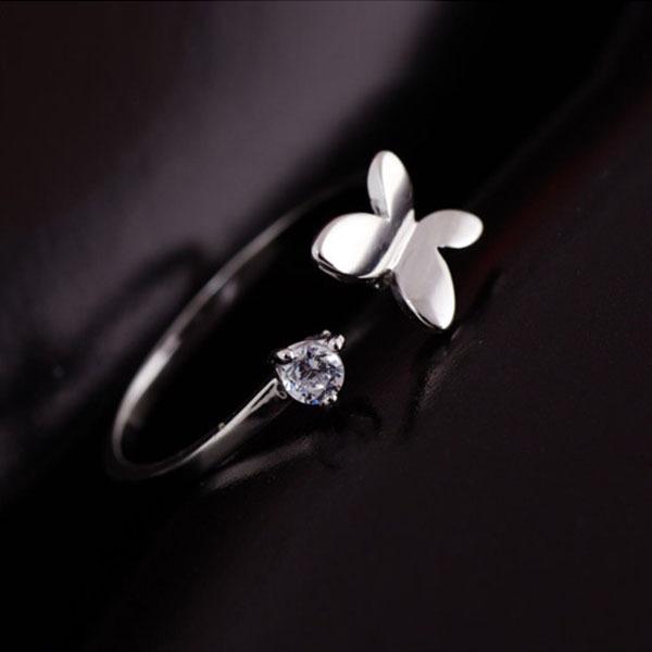Fashion Lady Rings Adorable Rhodium Plated "Butterfly" adjustable Rings-Customized Jewel