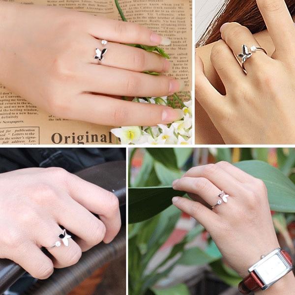 Fashion Lady Rings Adorable Rhodium Plated "Butterfly" adjustable Rings-Customized Jewel