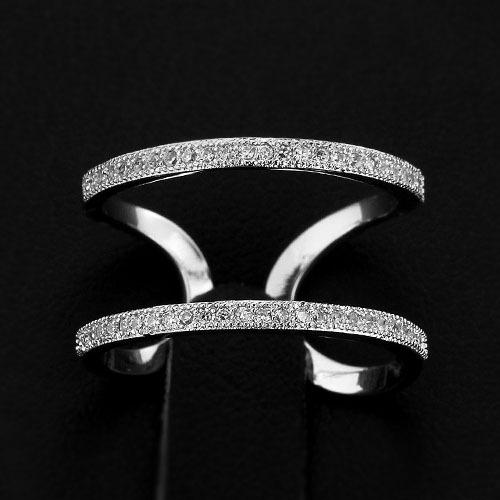 Elegant Designer Rhodium Plated Adjustable Rings with CZ Stones, Fashion Jewelry Gift for Women-Customized Jewel