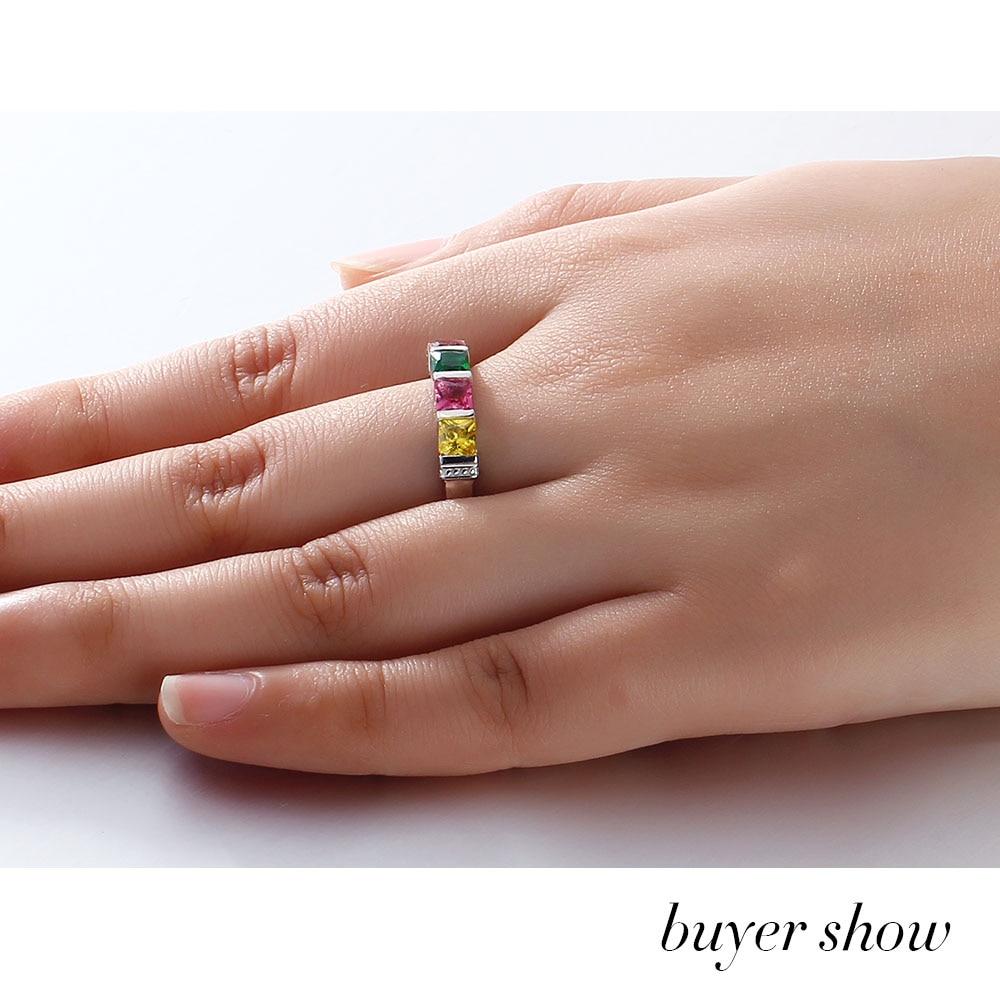 Personalized 925 Sterling Silver Rings - Engrave Special Note - Four Custom Birthstone - Free Gift Box - Fashion Jewelry-Customized Jewel