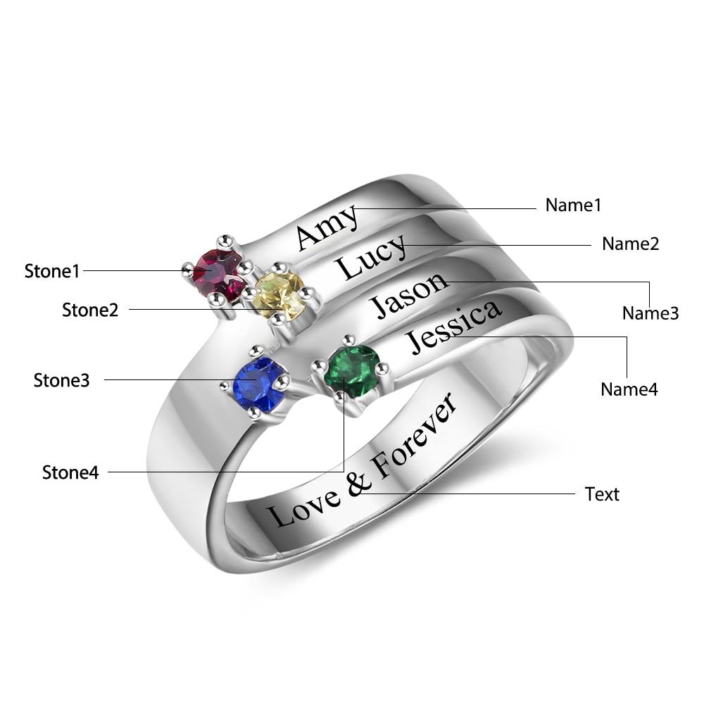 Personalized Geometric Shape 925 Sterling Silver Ring with Cubic Zirconia Stones, Trendy Gift for Women-Customized Jewel