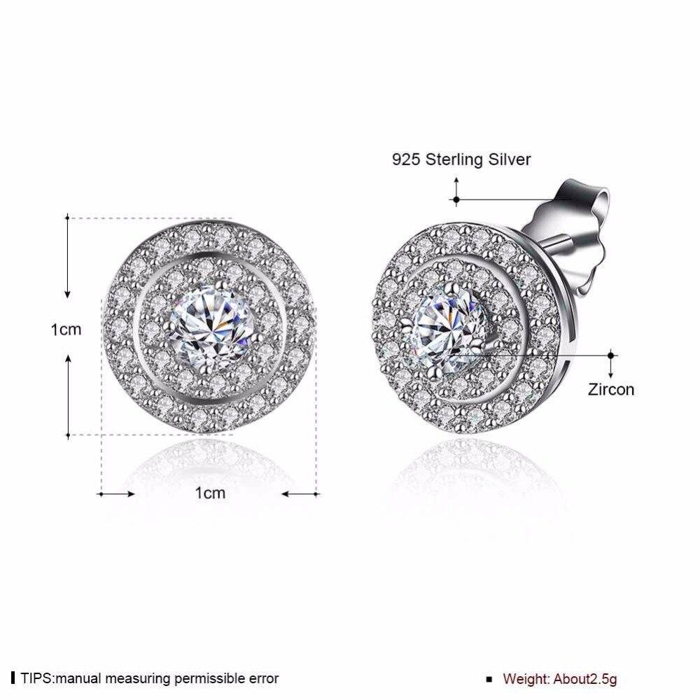 Solid 925 Sterling Silver Stud Earring Luxurious Round 10mm Cubic Zirconia Wedding Jewelry Earrings For Women-Customized Jewel