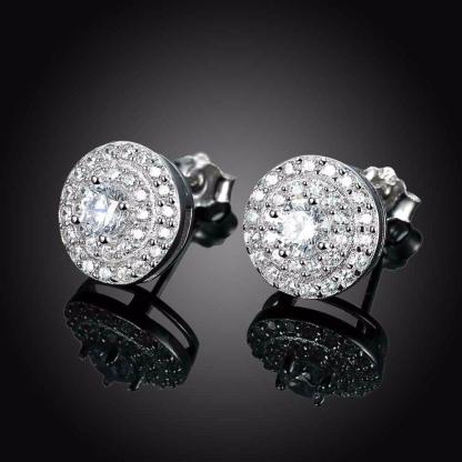 Solid 925 Sterling Silver Stud Earring Luxurious Round 10mm Cubic Zirconia Wedding Jewelry Earrings For Women-Customized Jewel