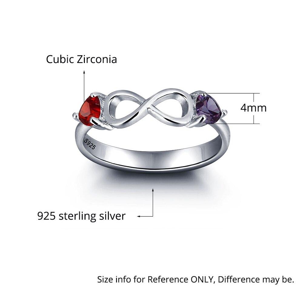925 Sterling Silver Infinity Double Heart Birthstone Rings, Customized Jewelry Gift for Women-Customized Jewel