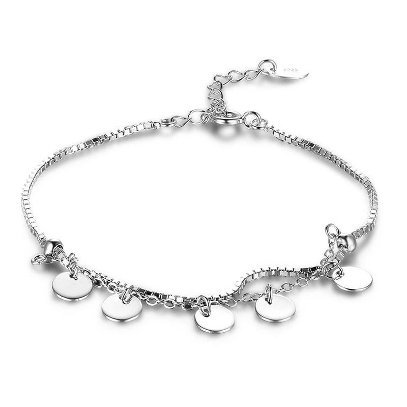 Romantic 925 Sterling Silver Bracelets For Women Trendy Romantic Round Adjustable Bracelets & Bangles Jewelry-Customized Jewel