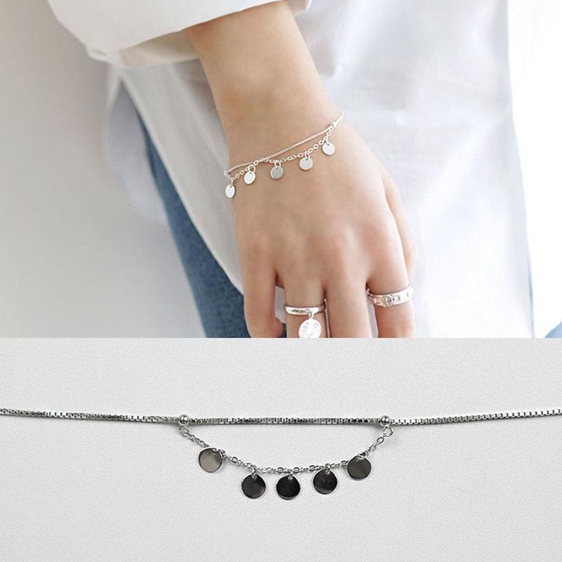 Romantic 925 Sterling Silver Bracelets For Women Trendy Romantic Round Adjustable Bracelets & Bangles Jewelry-Customized Jewel