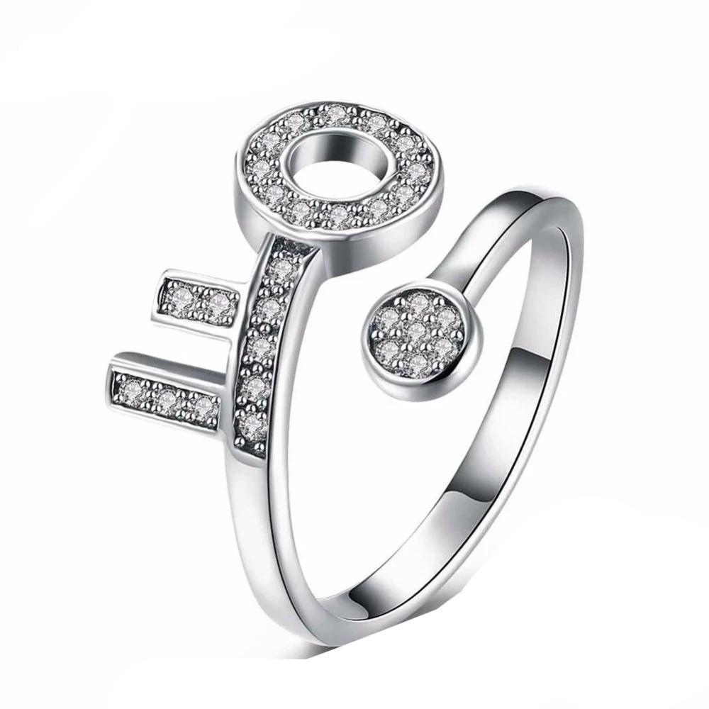 925 Sterling Silver Adjustable Key Shape Rings for Women, Trendy Fashion Jewelry-Customized Jewel