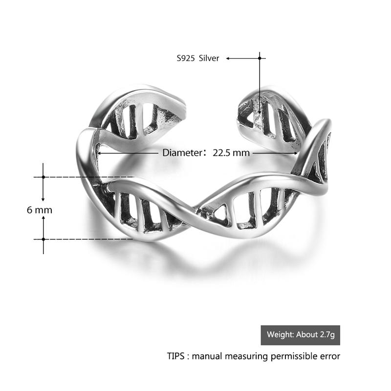 925 Sterling Silver Unique Wave Open Cuff Adjustable Rings Fashion, Jewelry Gift for Women-Customized Jewel