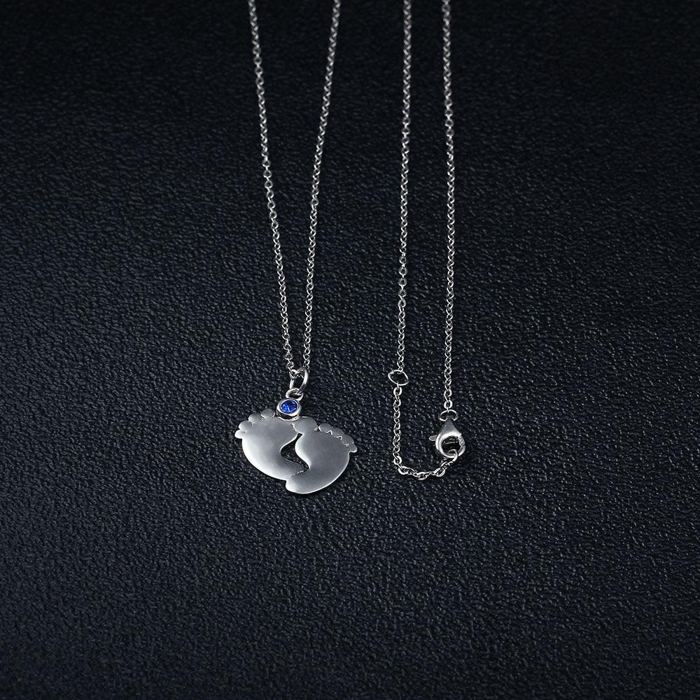 Personalized Women’s 925 Sterling Silver Necklace with Cute Soles & Birthstone Pendant, Trendy Jewelry for Women-Customized Jewel