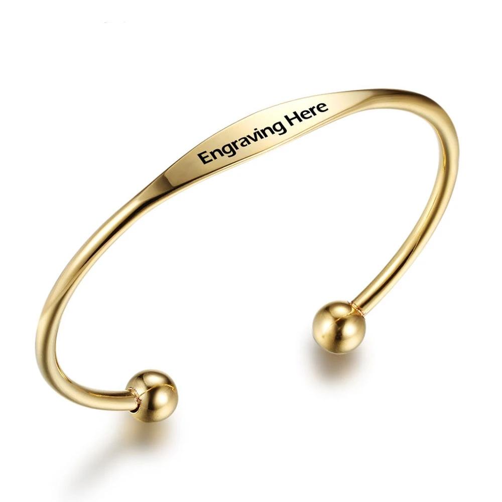 Personalized Cuff Bracelets Stainless Steel Open Bangles Women Fashion Jewelry Female Charm Bracelet Gift-Customized Jewel