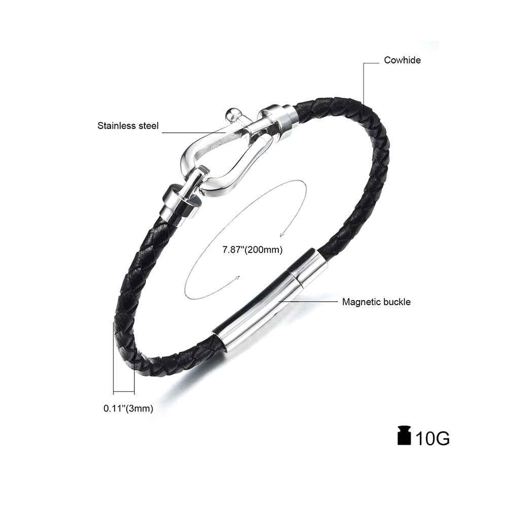 Bracelets for Women - Stainless Steel and Cowhide Leather Rope Chain Bracelet - Magnetic Buckle - Trendy Design-Customized Jewel