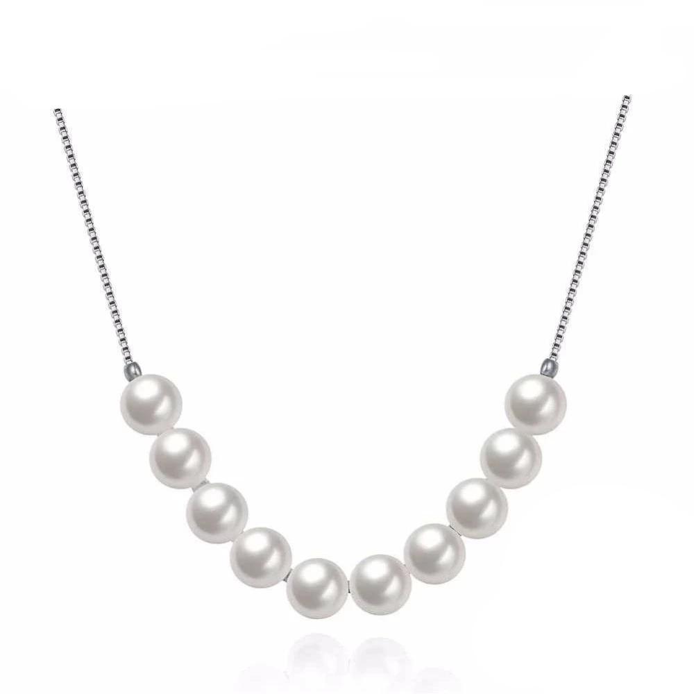 Solid 925 Sterling Silver Pendant Necklace With Simulated Pearl Fashion Party Necklaces & Pendants For Women-Customized Jewel