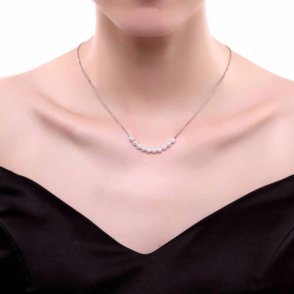 Solid 925 Sterling Silver Pendant Necklace With Simulated Pearl Fashion Party Necklaces & Pendants For Women-Customized Jewel