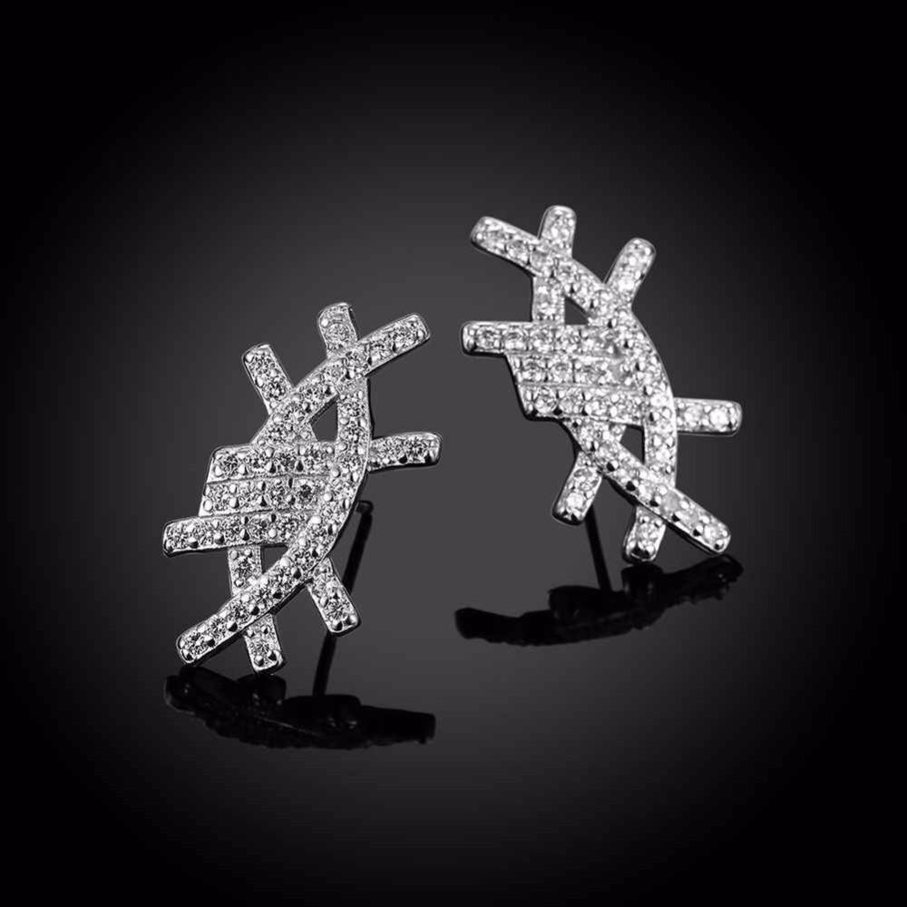 Solid 925 Sterling Silver Stud Earring Irregular Design Cubic Zirconia Party Jewelry Earrings For Women-Customized Jewel