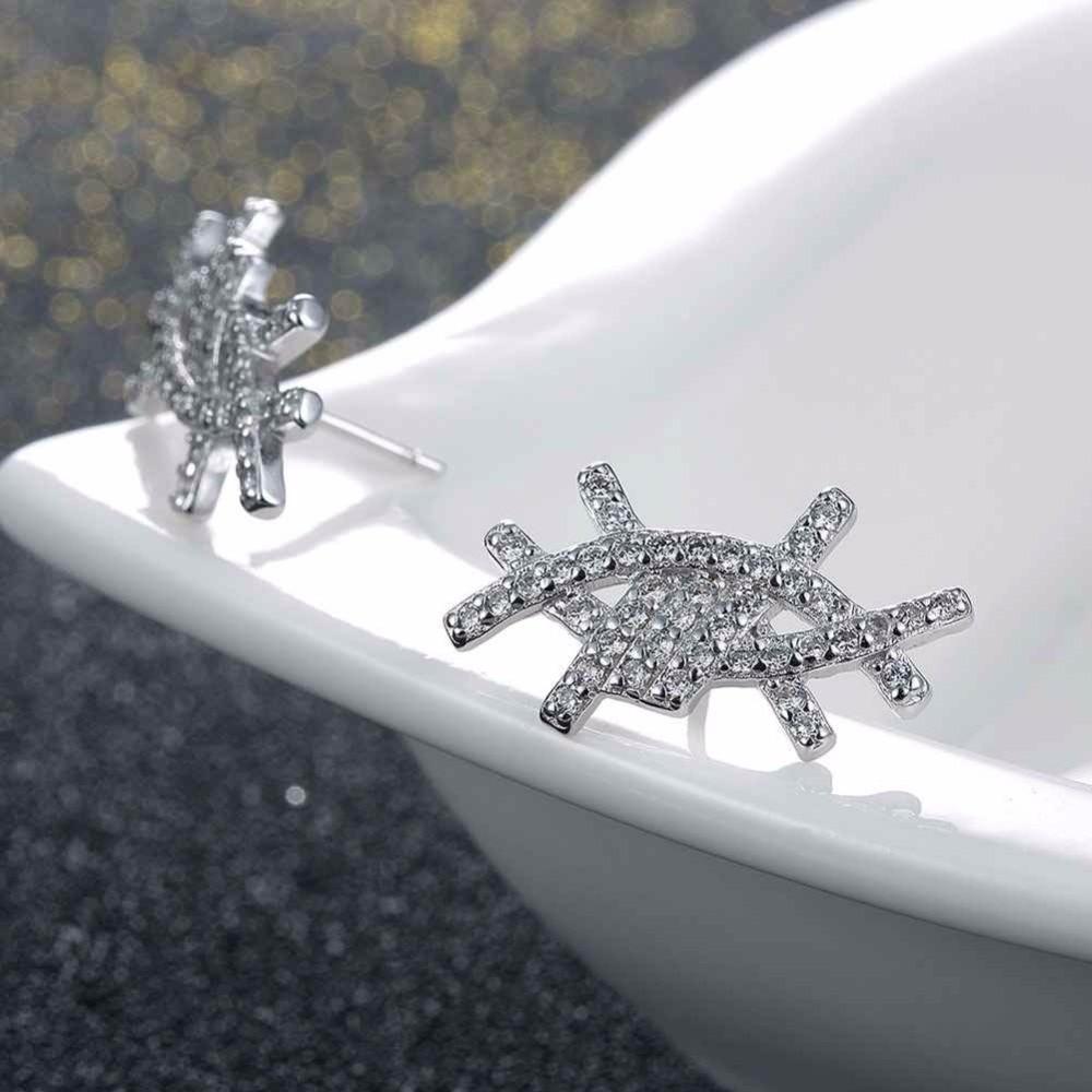 Solid 925 Sterling Silver Stud Earring Irregular Design Cubic Zirconia Party Jewelry Earrings For Women-Customized Jewel