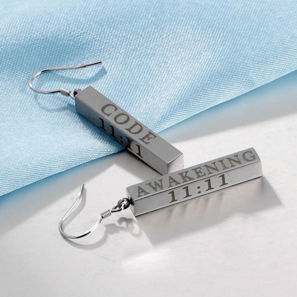 Personalized Stainless Steel Column ID Earrings with Customized Engraved Names, Jewelry for Women-Customized Jewel