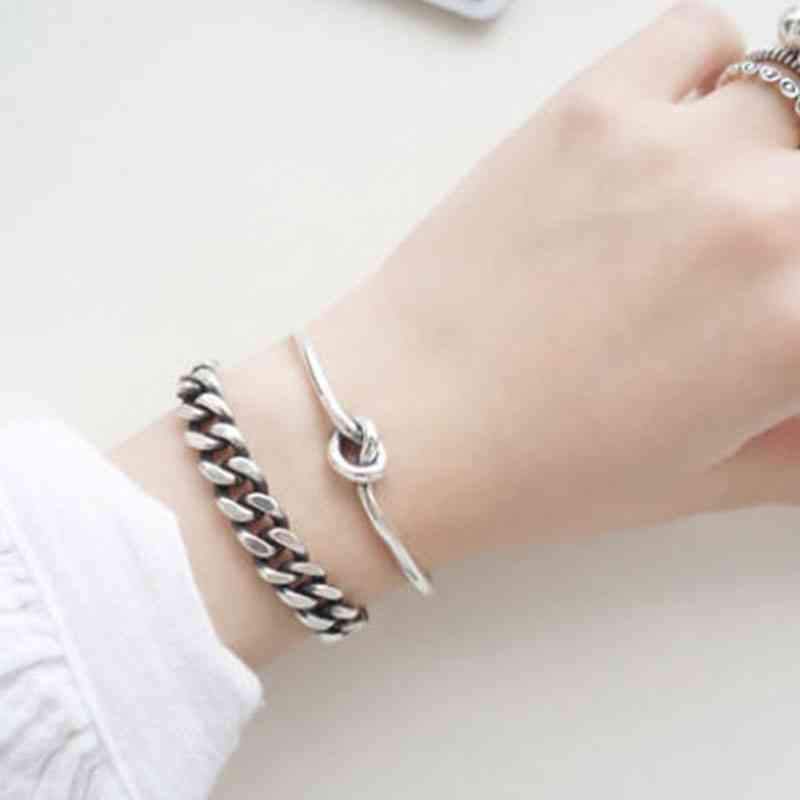 Hot Selling Women 925 Sterling Silver Bracelets Bangles Knot Design Girl Trendy Jewelry Accessories Gift-Customized Jewel