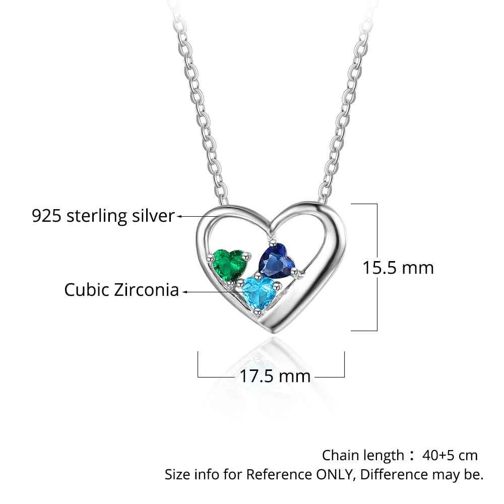 Personalized 925 Sterling Silver 3 Birthstone Necklace Pendant Customize Name Necklace Gift for Mom Girlfriend-Customized Jewel
