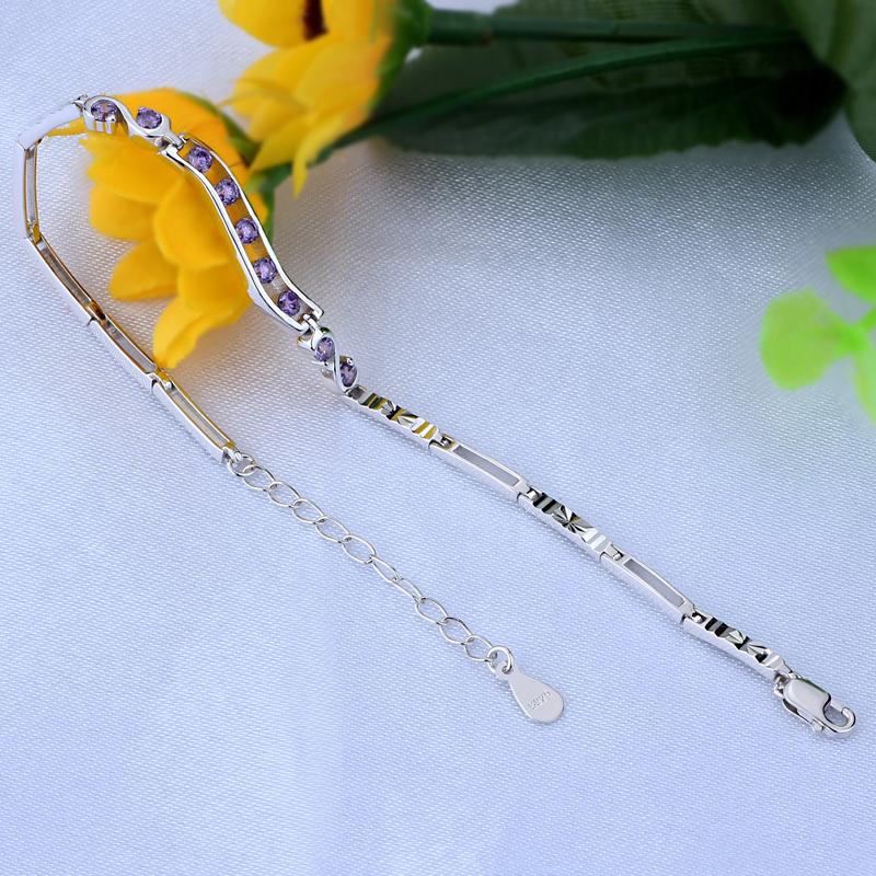 Sterling Silver Geometric Cubic Zirconia Bracelets, Luxurious Wristbands, Cute Jewelry for Women-Customized Jewel