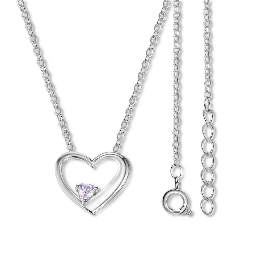 Hot Selling Personalized 925 Sterling Silver DIY Birthstone Necklace Pendant Engraved Heart Mom Wife Gift-Customized Jewel