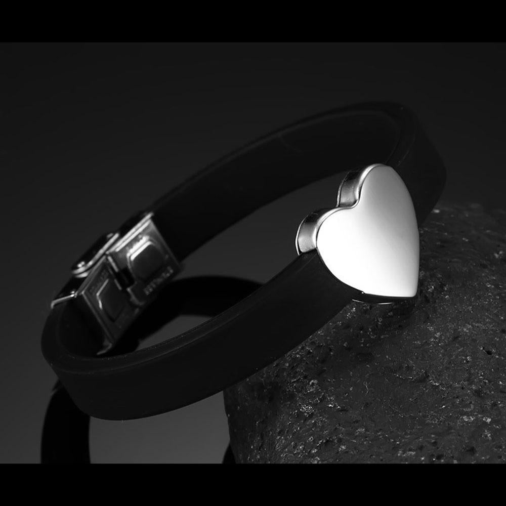 Personalized Stainless Steel Heart Shape Bracelets with Custom Name Engraving, Fashion Jewelry Bangles for Men-Customized Jewel