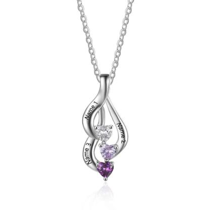 Personalized 925 Sterling Silver 3 Birthstone Necklace Pendants Birthday Mom necklace Valentine Christmas Gift-Customized Jewel
