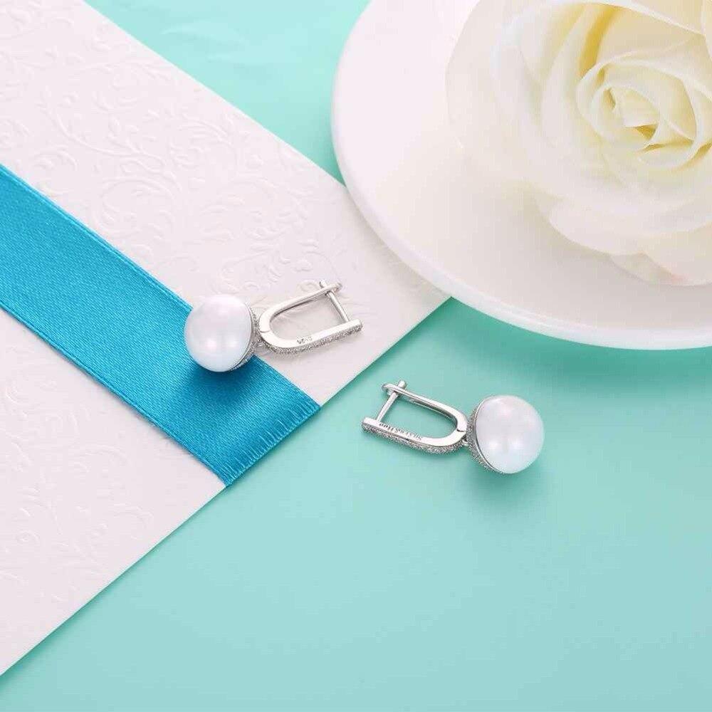 Sterling Silver Drop Earrings Zircon White Ball Ceramic Dangles Fine Jewelry Accessories Gift-Customized Jewel