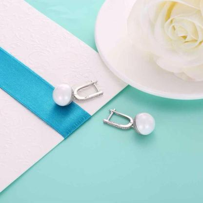 Sterling Silver Drop Earrings Zircon White Ball Ceramic Dangles Fine Jewelry Accessories Gift-Customized Jewel