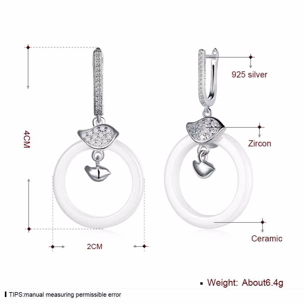 925 Sterling Silver Ceramic Round Drop Earring, Vintage Style Dangle Jewelry for Women, Gift for Her-Customized Jewel