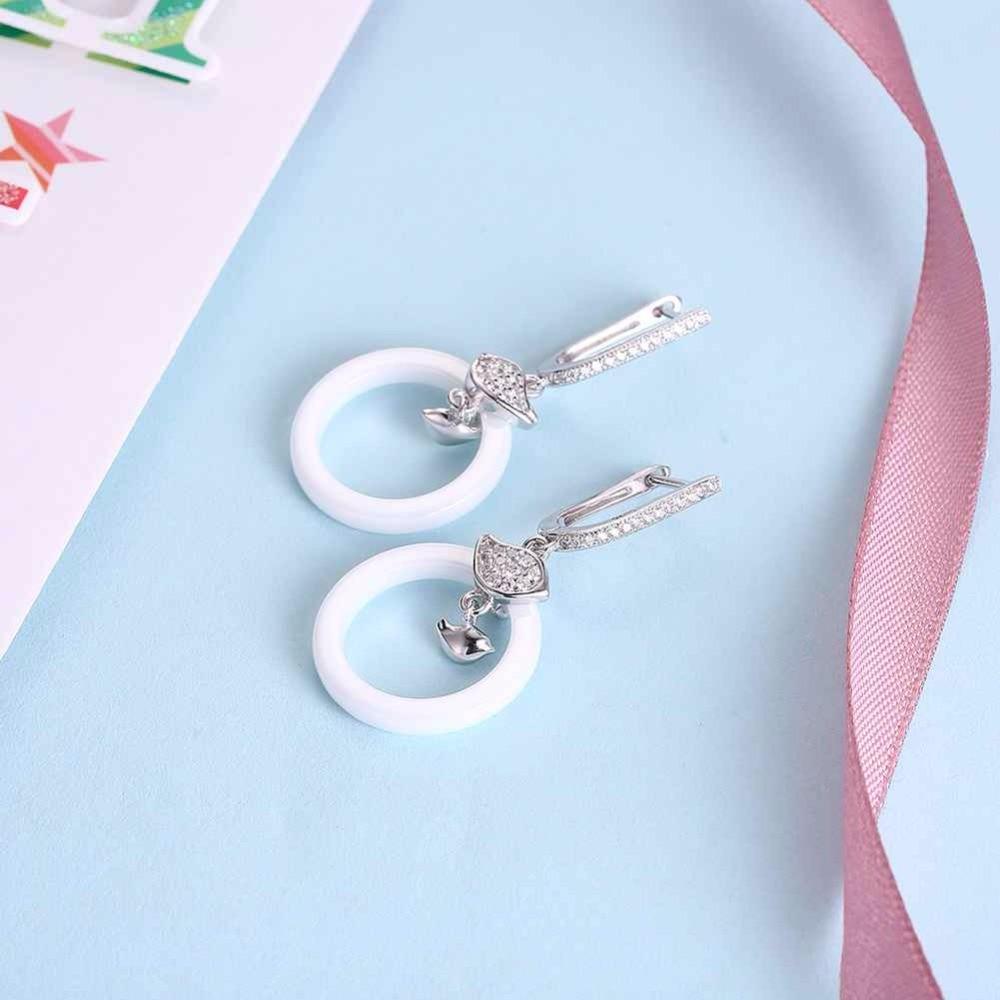925 Sterling Silver Ceramic Round Drop Earring, Vintage Style Dangle Jewelry for Women, Gift for Her-Customized Jewel