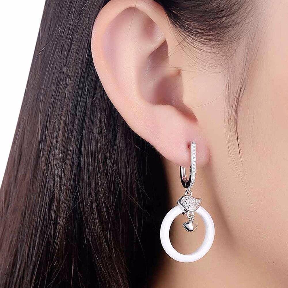 925 Sterling Silver Ceramic Round Drop Earring, Vintage Style Dangle Jewelry for Women, Gift for Her-Customized Jewel