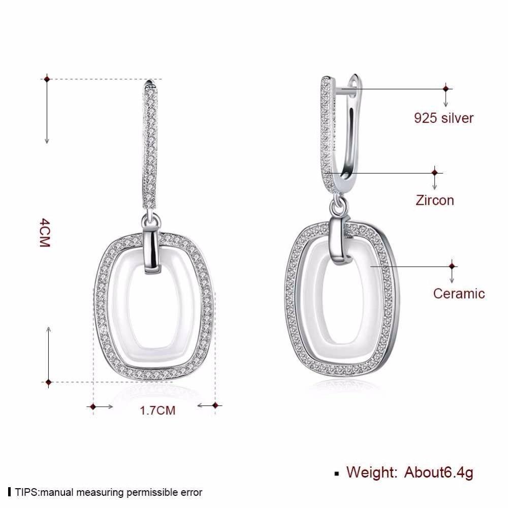 925 Sterling Silver White Rectangular Brincos Zirconia Dangler Drop Earring, Vintage Fashion Jewelry for Women, Gift for Her-Customized Jewel