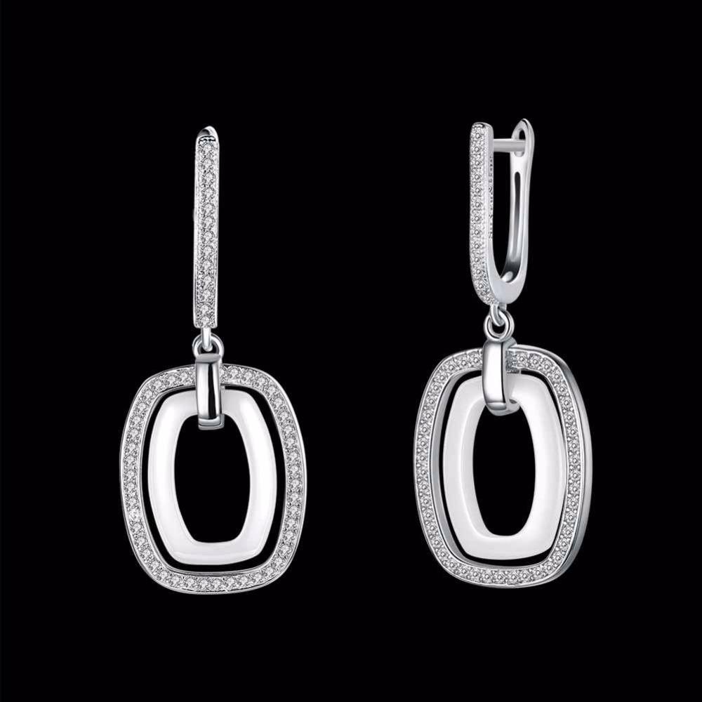 925 Sterling Silver White Rectangular Brincos Zirconia Dangler Drop Earring, Vintage Fashion Jewelry for Women, Gift for Her-Customized Jewel