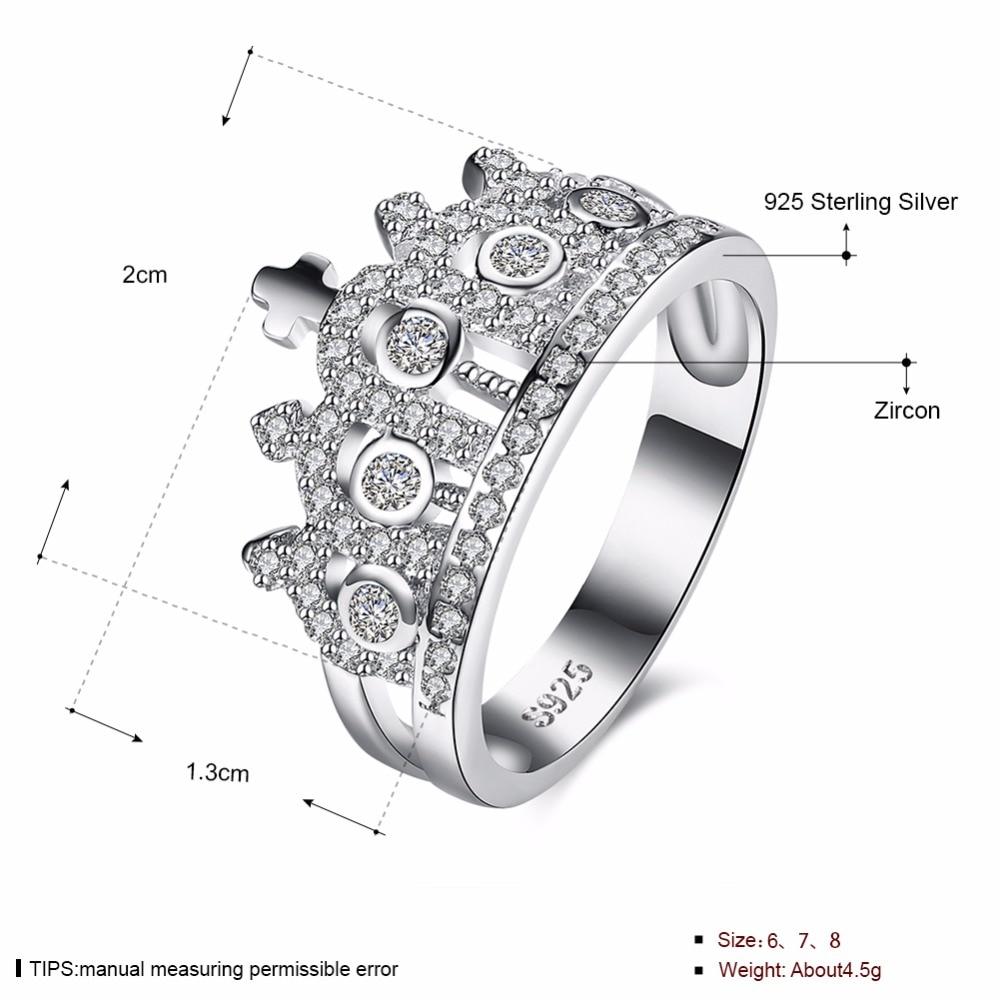 Sterling Silver Sparkling Crown Ring for Women with Cubic Zirconia, Trendy Jewelry Gift-Customized Jewel
