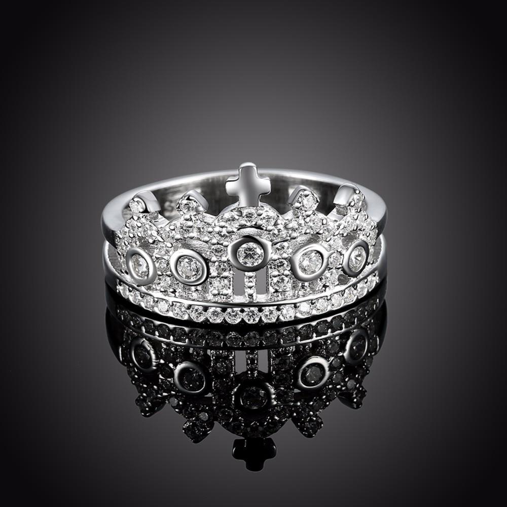 Sterling Silver Sparkling Crown Ring for Women with Cubic Zirconia, Trendy Jewelry Gift-Customized Jewel