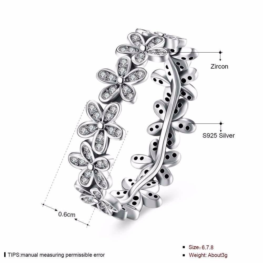 Solid 925 Sterling Silver Flowers Inlaid Zircon Rings for Women, Fashion Jewelry Gift-Customized Jewel
