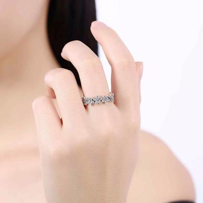 Solid 925 Sterling Silver Flowers Inlaid Zircon Rings for Women, Fashion Jewelry Gift-Customized Jewel