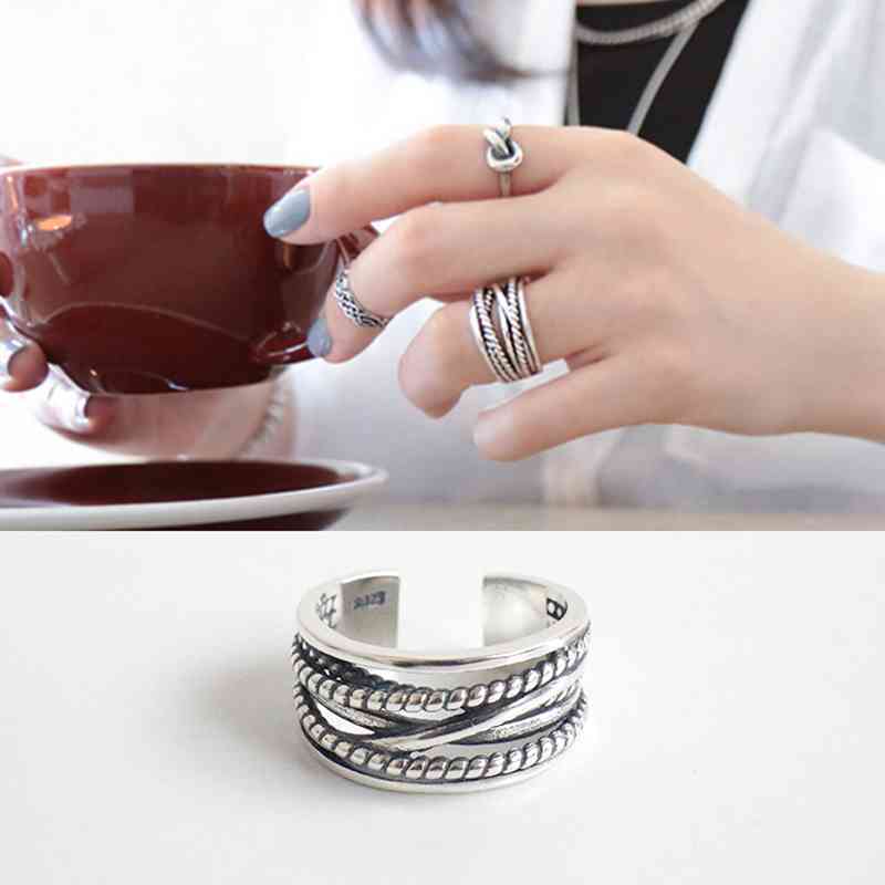 925 Sterling Silver Multi-Layer Winding Twist Open Ring for Women-Customized Jewel