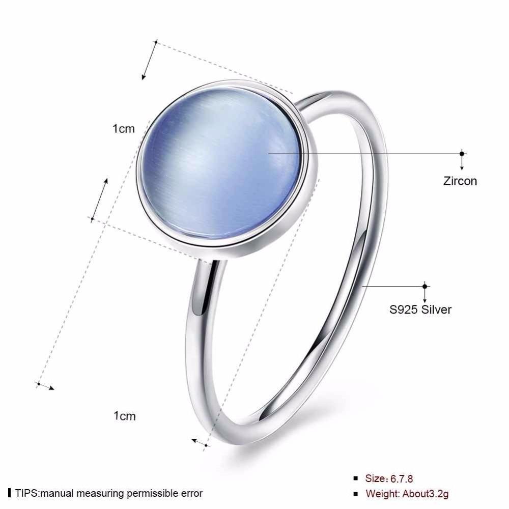 Solid 925 Sterling Silver Female Ring Round Blue Stone Jewelry Fashion Rings For Women Gift New Gift For GF-Customized Jewel