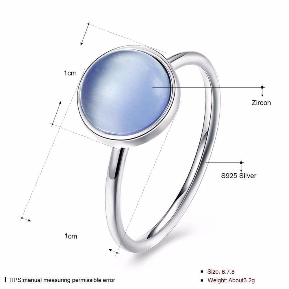 Solid 925 Sterling Silver Female Ring Round Blue Stone Jewelry Fashion Rings For Women Gift New Gift For GF-Customized Jewel