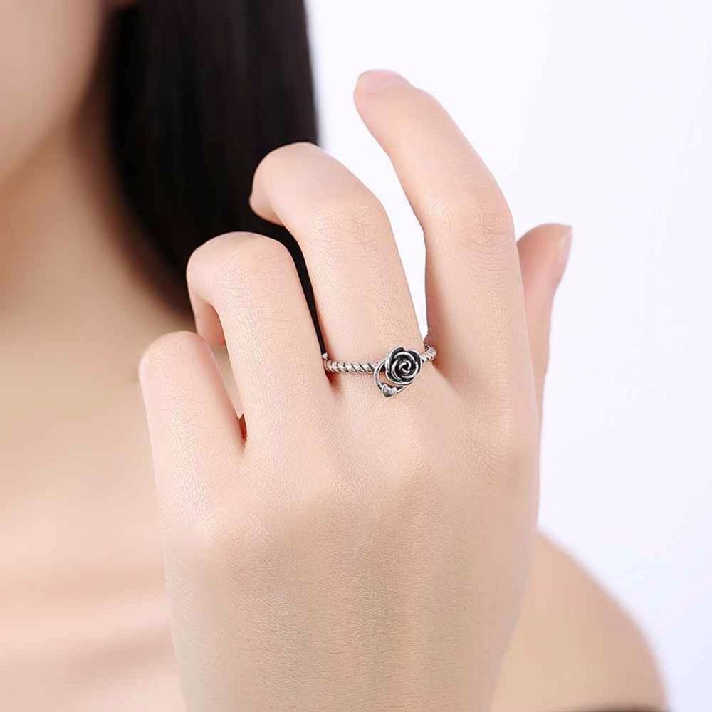 Solid 925 Sterling Silver Ring Roses Love Braided Rope Jewelry Fashion Rings For Women Anniversary Gift-Customized Jewel