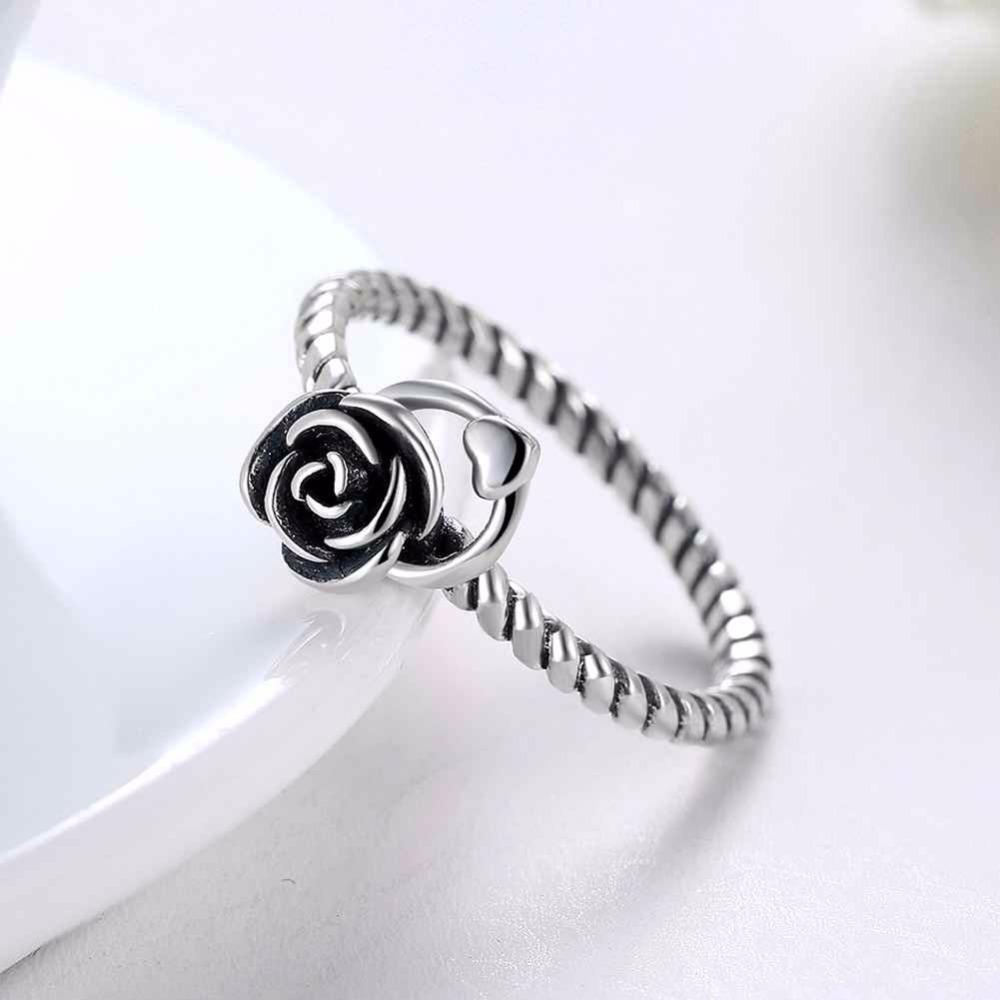 Solid 925 Sterling Silver Ring Roses Love Braided Rope Jewelry Fashion Rings For Women Anniversary Gift-Customized Jewel