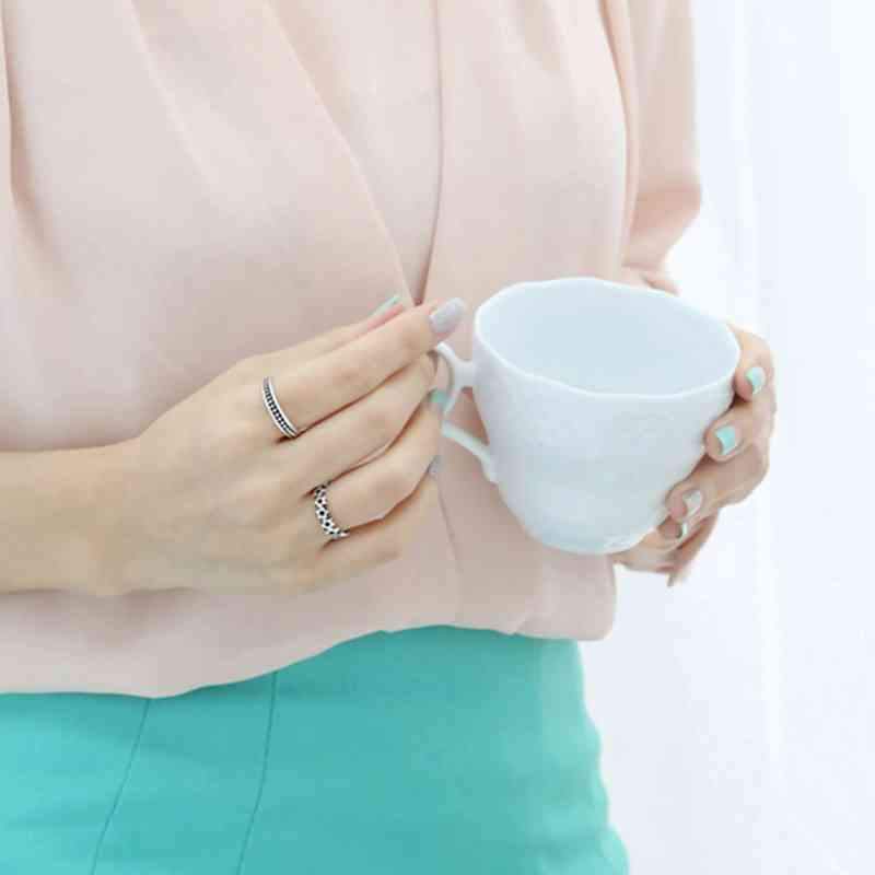 New Women Real 925 Sterling Silver Ring Open Adjustable Finger Ring with Stars Vintage Style Gift to Girls-Customized Jewel