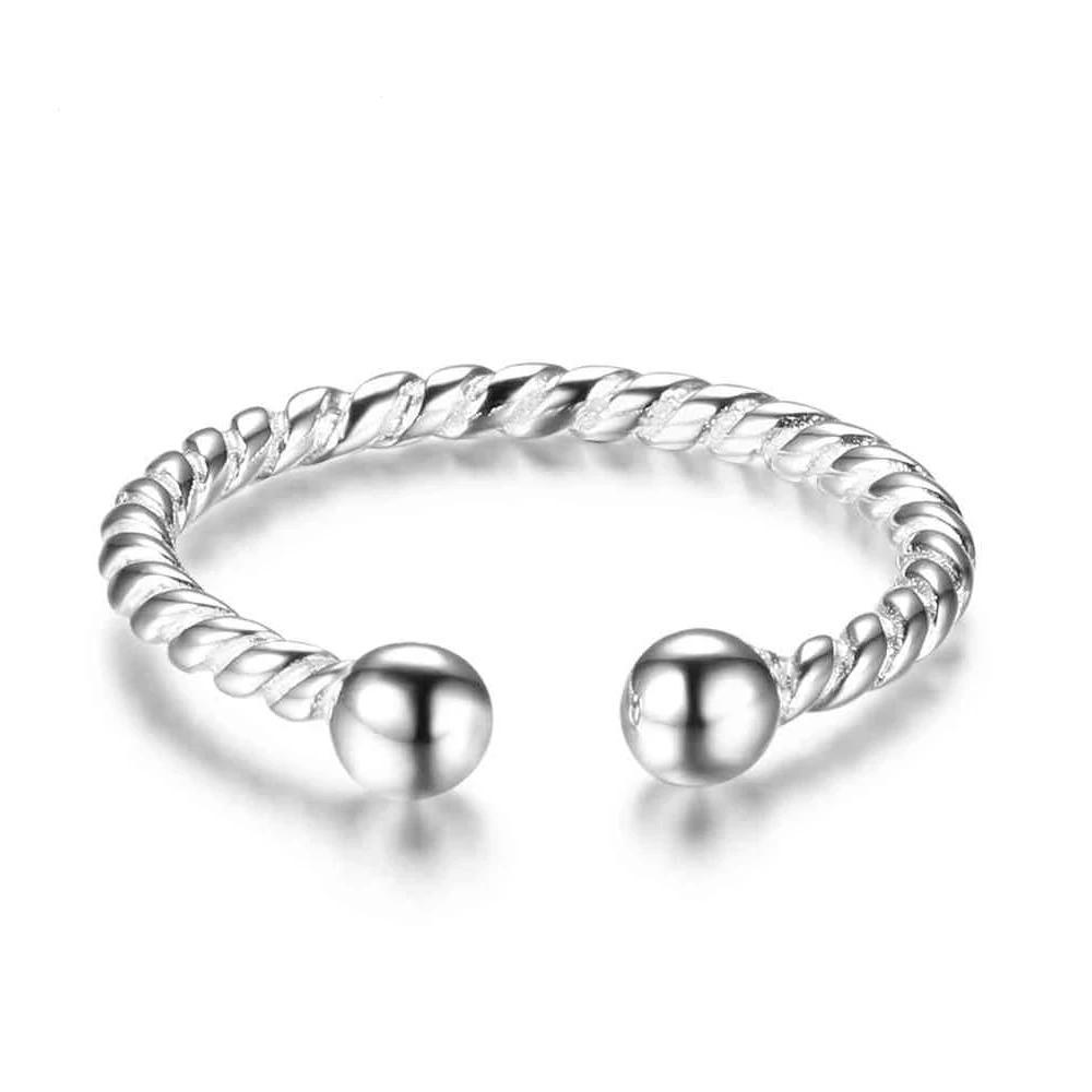 Trendy Real 925 Sterling Silver Open Adjustable Rope Rings for Women –Romantic Jewelry Gift-Customized Jewel